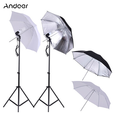 

Andoer Photo Studio Continuous Umbralle Lighting Kit with 2 2m Light Stand 2 45W 5500K Photo Lamp Bulb 2 83cm Translucen