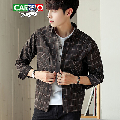 

Cartier crocodile CARTELO shirt 2019 spring&autumn new mens fashion trend plaid long-sleeved shirt B413-GF-001 brown 2XL