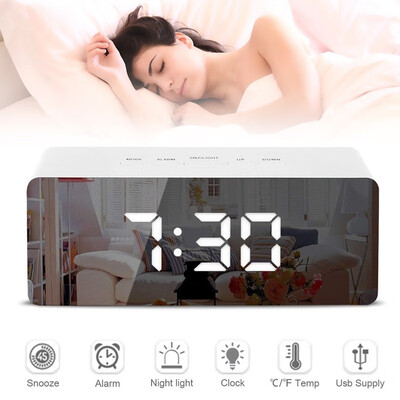 

Mirror LED Alarm Clock Night Lights Digital Wall Clock LED Lamp