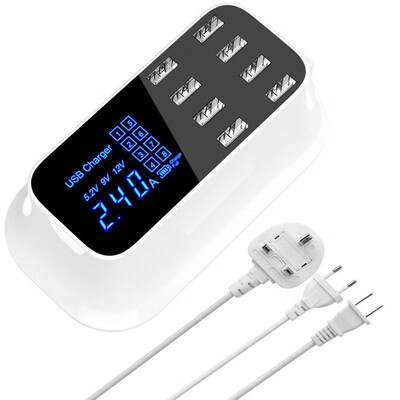 

8 Port USB Charger with LED Display Multi-port usb Wall Charger with Smart IC Technology for iphone samsung seires