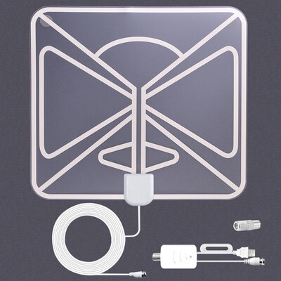 

HDTV032 25dB Indoor Digital TV Aerial Digital HDTV Antenna 120 Miles with Signal Amplifier Booster TV Radius Antenna VHF UHF Ante