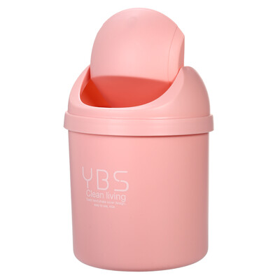 

Mini Plastic Desktop Garbage Can Waste Trash Bin Rubbish Container Holder with Flip Lid for Kitchen Bedroom Car Office--Beige
