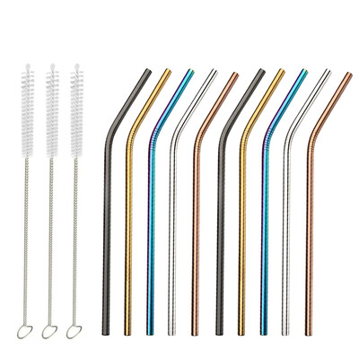 

Useful Reusable 304 Stainless Steel Straw Milk Tea Straws with Brush Party Drinking Accessories