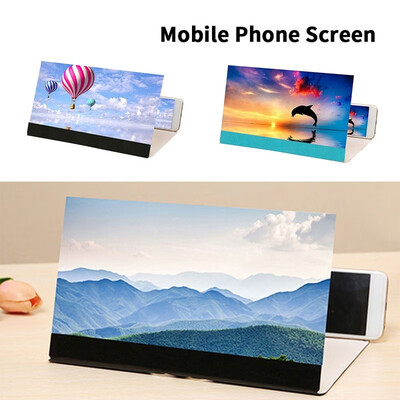 

12" Creative 3D Phone Video HD Screen Folding Bracket Desktop Office Leather Case Mobile Phone Screen Amplifier