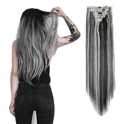 

8 PcsSet Fashion Long Curly Wavy Straight Clip In Hair Extension Sexy Heat Resistant Party Hair Natural Synthetic Hair For Women
