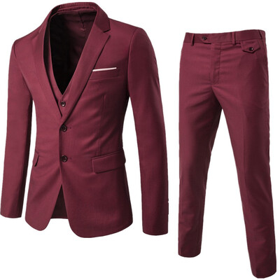 

AOWOFS high quality business casual suit three-piece groom groomsmen wedding suit suit XY05