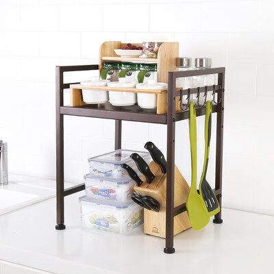

Locks LOCK & LOCK cabinet compartment racks spice rack storage bracket wrought iron racks free punch hook storage rack dish rack LWR109 brown