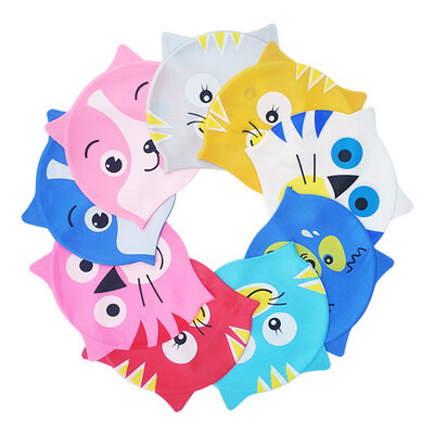 

Kid Swimming Cap Silicone Ultra Stretch Waterproof Comfortable Fish Cat Shape Hat for Girl&Boy