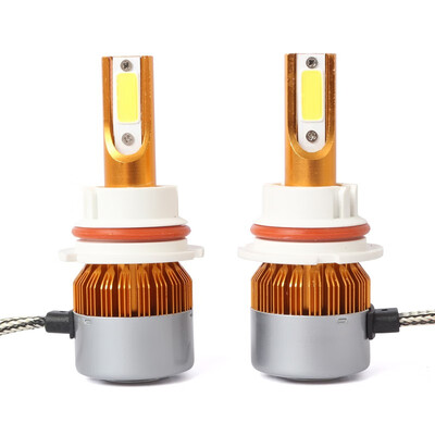 

9007 C6G 2PCS Led Cob LED Chip Car Headlamp 36W 6500k White Light 8000LM Car Bulb Fog Light Gold