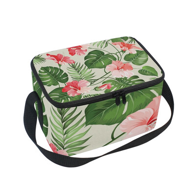 

ALAZA Lunch Box Insulated Lunch Bag Large Cooler Tote Bag Red Flowers Leaves for Men Women Girls Boys