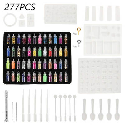 

277Pcs Resin Casting Molds Kit Silicone Jewelry Pendant Mould Making Craft Diy Tool Set