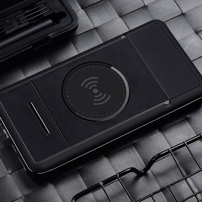 

Qi Wireless 20000mAh Power Bank 2USB LCD Phone Fast Charger For iPhone Android With Phone Holder