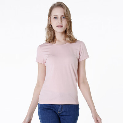 

JZAO Womens Crew Neck T-shirt Light Pink