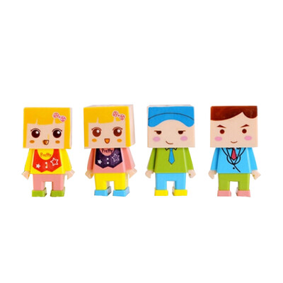 

4PCS Lovely Cartoon Figure DIY Assembly Pencil or Crayon Sharpener Cute Plastic Double Hole Sharpener with Eraser