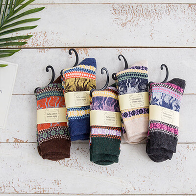 

Willstar 105Pairs Knitting Cashmere Warm Cotton Soft Thicken Winter Socks Assorted Patterns Wool Sock For Men&Women