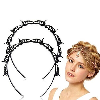 

Willstar 1PCS Double Layer Twist Plait Headband Hair Tools Hairstyle Hollow Woven Headband Black