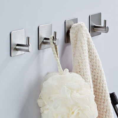 

4PCS Stainless Steel Strong Adhesive Hooks for Bathroom Wall Laundry Rack Wall Sticker Wall Deco Clothes Coat Hat Hanger