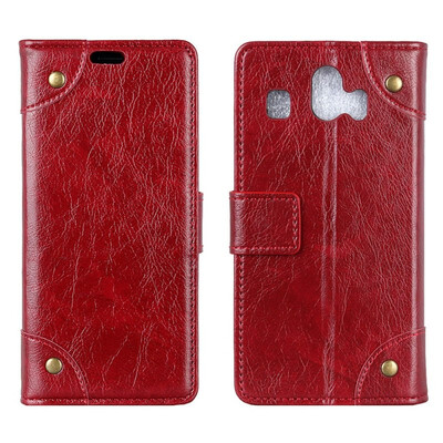 

MOONCASE Sharp 707SH copper buckle nappa leather case - wine red