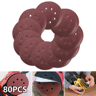 

80pc 125mm 5" Sanding Discs Pads 40-400 Mix Grit Orbital Sander 8 Hole Sandpaper