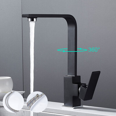 

Willstar Modern Chrome Square Kitchen Sink Tap Mono Bloc Single Lever Swivel Mixer Taps