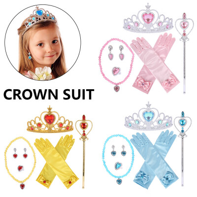 

8 PCS Set Girls Child Kids Princess Queen Wand & Tiara Crown Dressing MakeUp US