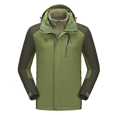 

Camel brand fashion outdoor windproof waterproof warm jacket mens three-in-one jacket P8W270709 army green dark moss green L