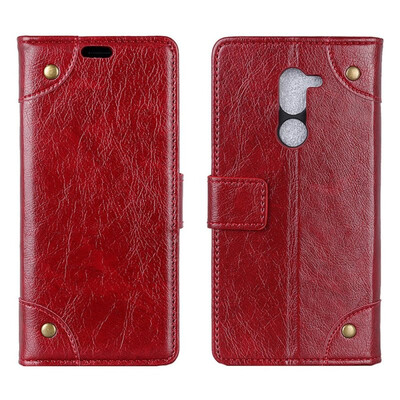 

MOONCASE Millet Pocophone F1 copper buckle nappa leather case - wine red