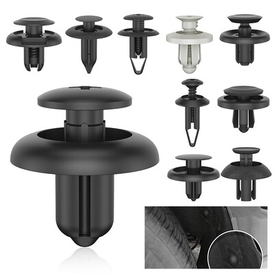 

100XCar Clips Car Black Plastic Push Rivet Trim Panel 8mm Dia Hole WILLKEY