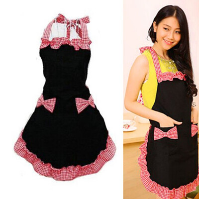 

Bib Apron Dress Flirty Vintage Kitchen Womens Bowknot With Pocket Gift Home Cleaning Accessories