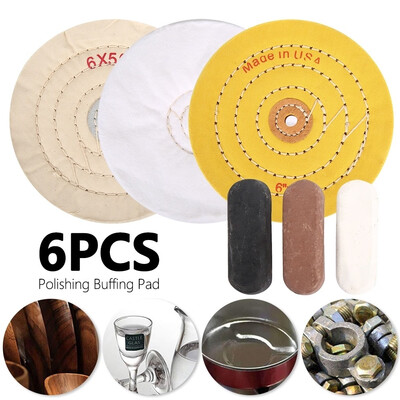 

6PCS Polishing Wheel Cotton Cloth Polishing Wheel Mirror Polishing Buffing Pad Round Wheel Power Tools Abrasive Tools