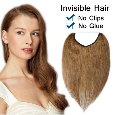 

16182022 Inches One Piece Straight Remy Human Hair Miracle Secret Invisible Wire Hair Extensions - No Clip No Glue