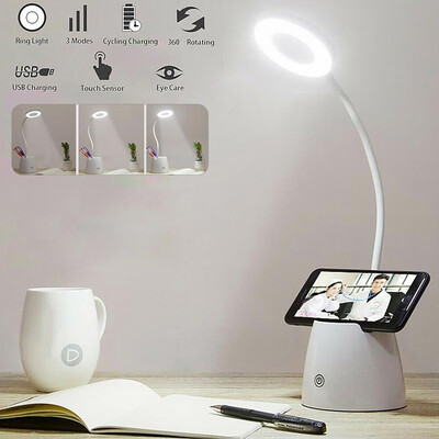 

3 Modes Dimmable Touch Sensor USB Charge LED Desk Table Night Bedside Reading Lamp Light
