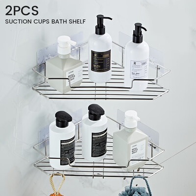

2PCS Triangular Wall Corner Rack Bathroom Kitchen Shower Caddy Shelf Organizer Punch Free Holder