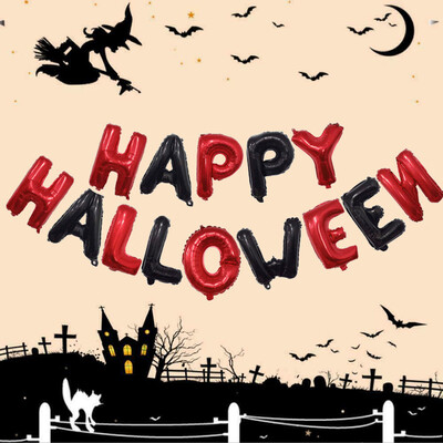 

Willstar 16 Inch Letter Balloon Halloween Black Orange Letter Balloon