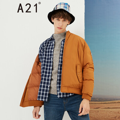 

A21 2018 autumn&winter new mens fashion fashionable back three-dimensional embroidery loose long-sleeved thick down jacket 4811153016 olive green 18092AXL