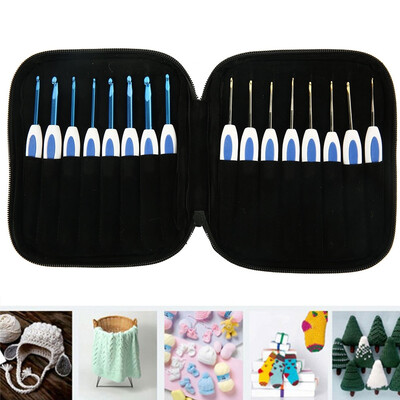 

16 Pcs Blue&White Porcelain Set Crochet 1-6mm Metal Crochet Hook Knitting Needles