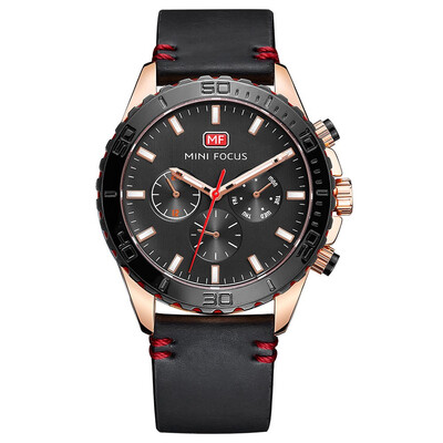 

BOFUTE Mens Watch Fashion Japanese Quartz Movement Luminous Waterproof Genuine Leather Watchband 0007G
