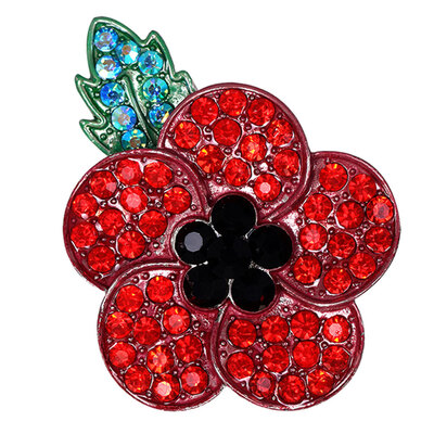 

Willstar Women Crystal Poppy Flower Brooch Pin Enamel Badges Red Diamante