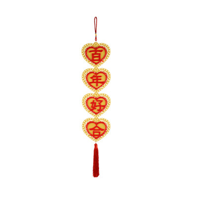 

New&new fine art luxury non-woven wedding room ornaments Chinese style wedding wedding couplet Chinese wedding door living room bedroom screen background wall decoration pendant hundred years good yellow bottom