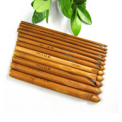 

12 Size Knitting Needle Set Bamboo Handle Crochet Hook Knit Weave Yarn Craft