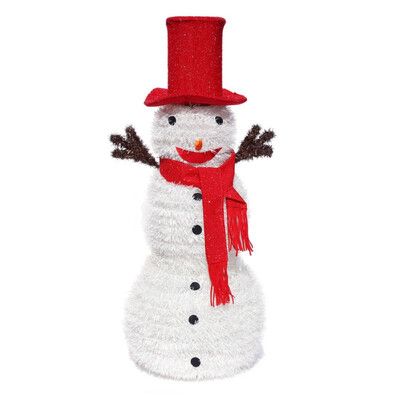 

Easy-Assembly Removable Hands And Scarf Reusable Pop-Up Collapsible Tinsel Christmas Tree Snowman With Hat Artificial Snowman