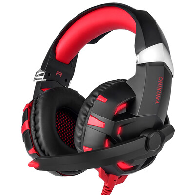 

ONIKUMA K2 USB Gaming Headset Over Ear Virtual 71 Channel Gaming Headphone with LED Light&Microphone Red for PC Computer Lapt