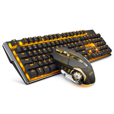 

MageGee mechanical storm set real mechanical keyboard mouse set backlight game desktop computer notebook mouse&keyboard set black orange green axis