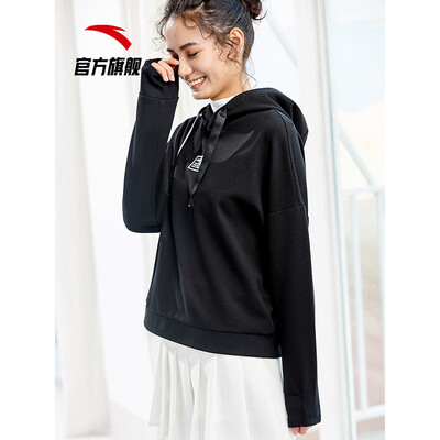

Anta ANTA 96917718 womens sports hooded sweater 2019 new hooded pullover sweater pink shirt female flagship store A92203 basic black  female 170