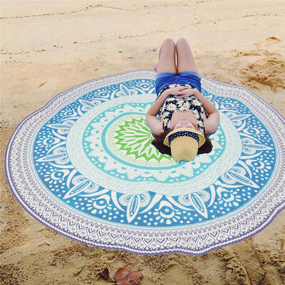 

Vintage Women Beach Cover Up Cloak Bohemian Boho Print Round Mat Hippie Summer Swimwear Bathing Suit