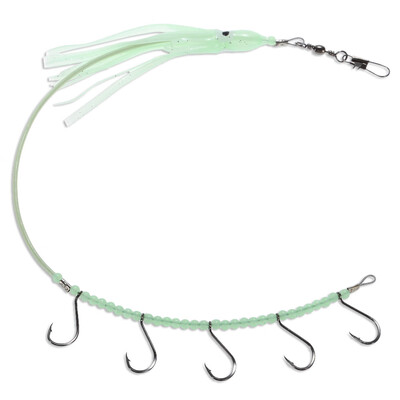 

Octopus-shaped Luminous Fishing Bait Lure with 5 Barbed Hooks Beads Steel Wire