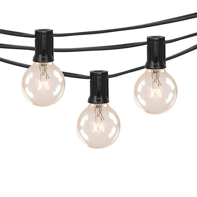 

UpperX 25Ft Outdoor Patio String Lights with 25 Clear Globe G40 Bulbsfor Patio Porch Backyard Deck Bistro Balcony Wedding Decor