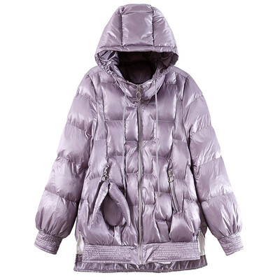 

Thick cotton coat female short loose poncho fluffy bread casual hooded cotton suit 90253