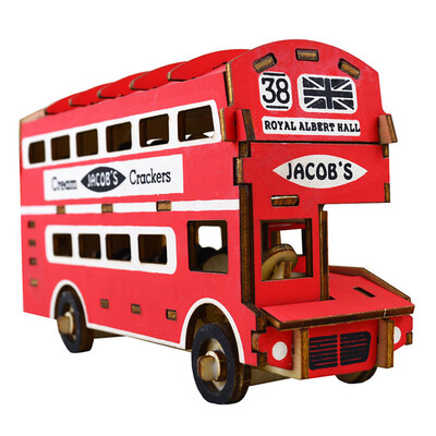 

3D Wood Educational Puzzles Children Adults Double Layer Bus