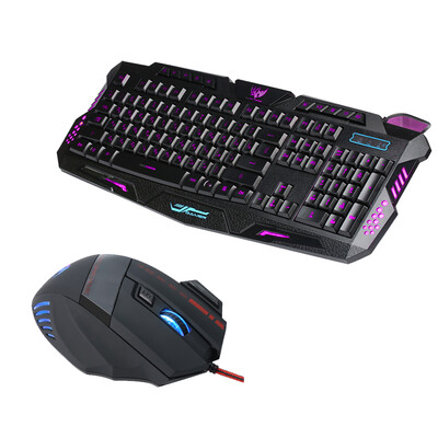 

J20 Gaming Keyboard Mouse Combo Anti-ghosting Adjustable DPI Colorful Backlit for Desktop Notebook Laptop PC Computer Russian Ver